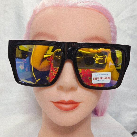 NWT True Religion Black Mirror Sunglasses 100% UV Protection TRM1784X-1BB - Picture 5 of 5